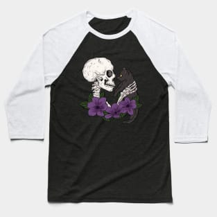 Cat and skeleton Baseball T-Shirt